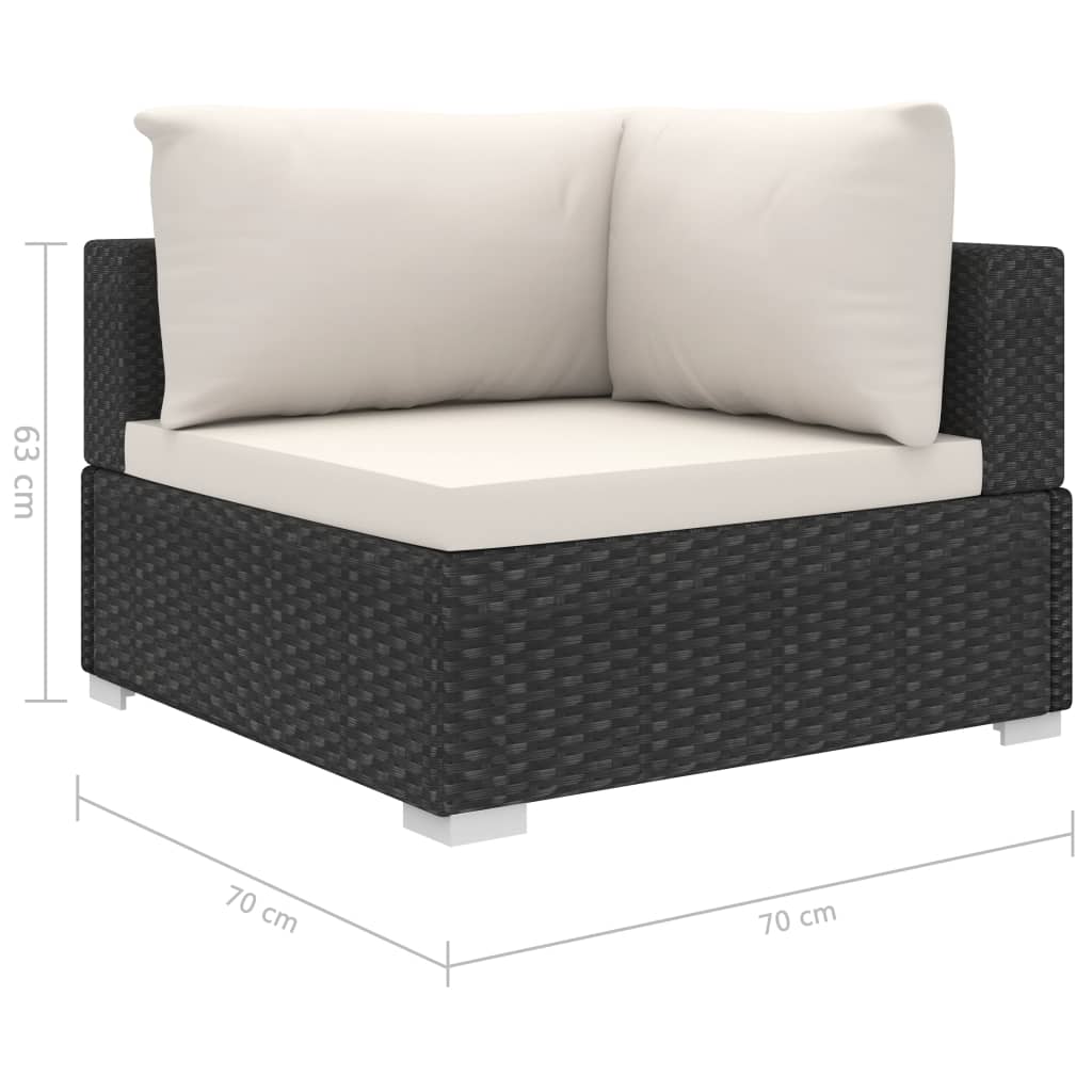 vidaXL 11 Piece Patio Lounge Set with Cushions Poly Rattan Black