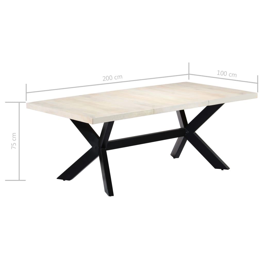 vidaXL Dining Table White 78.7"x39.4"x29.5" Solid Mango Wood