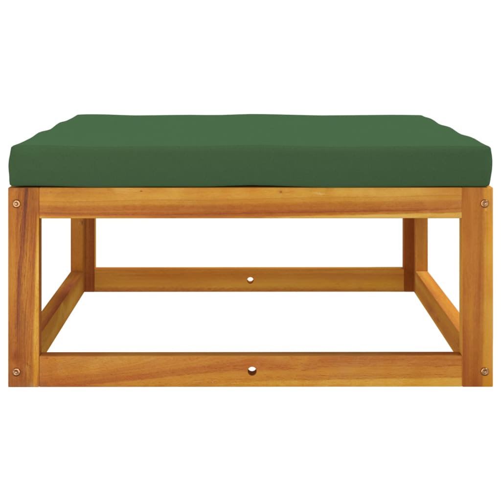 vidaXL Patio Footrest with Green Cushion Solid Wood Acacia