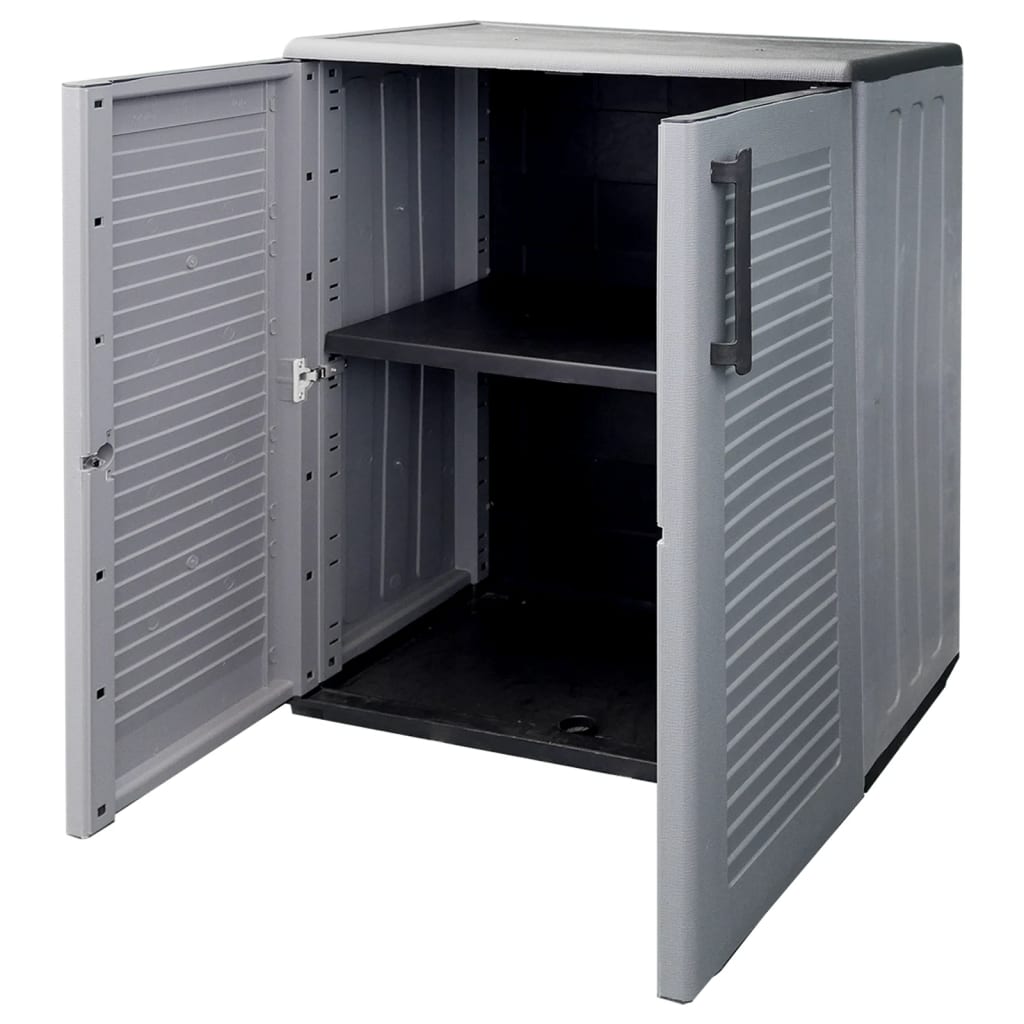 vidaXL Garden Storage Cabinet Gray and Black 26.8"x14.6"x33.1" PP