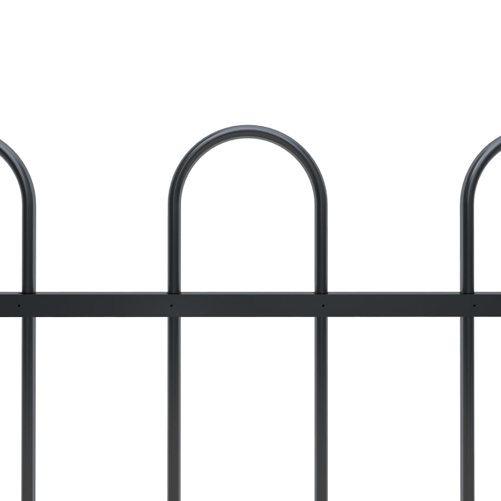 vidaXL Garden Fence with Hoop Top Steel 55.8' Black