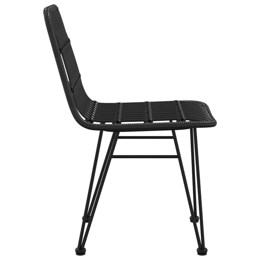 vidaXL Patio Chairs 2 pcs Black 18.9"x24.4"x33.1" PE Rattan