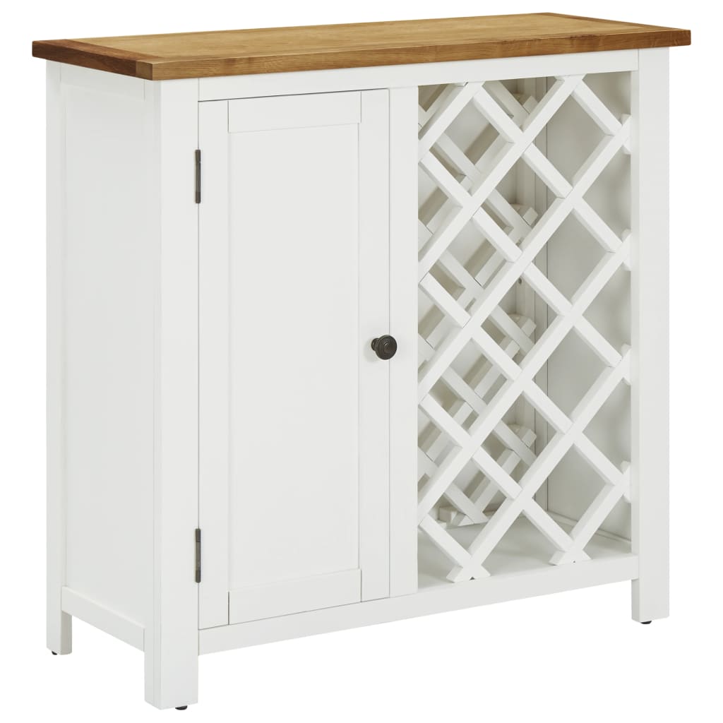 vidaXL Wine Cabinet 31.5"x12.6"x31.5" Solid Oak Wood