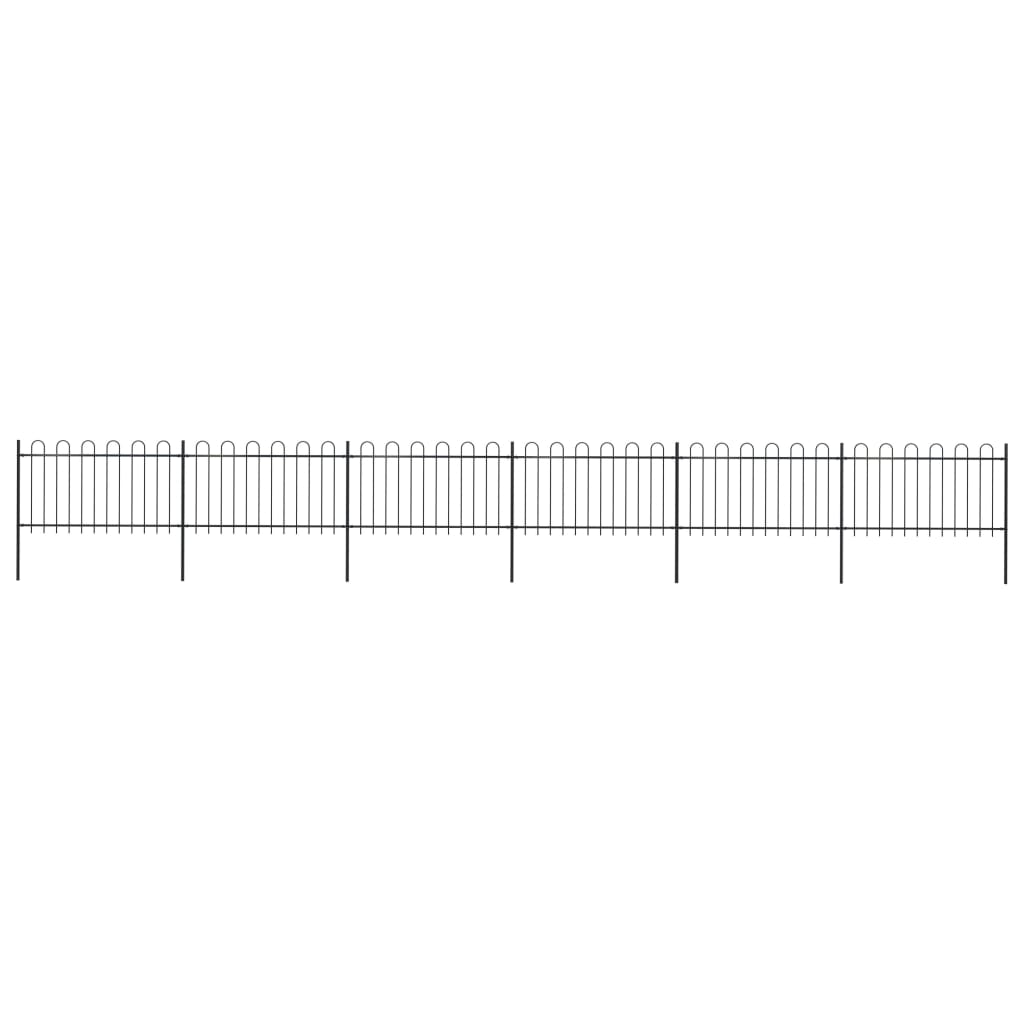 vidaXL Garden Fence with Hoop Top Steel 33.5' Black