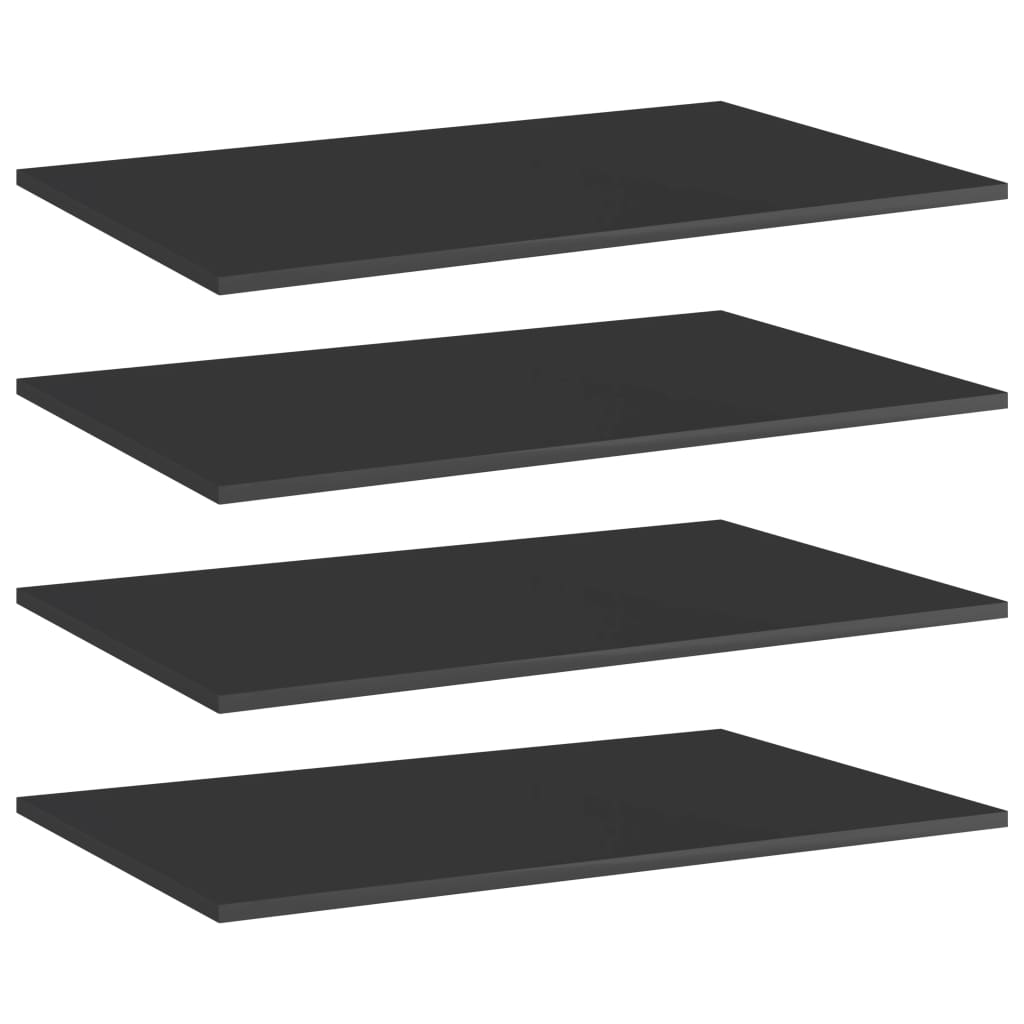 vidaXL Bookshelf Boards 4 pcs High Gloss Black 31.5"x19.7"x0.6" Engineered Wood