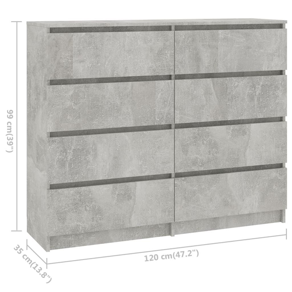 vidaXL Drawer Sideboard Concrete Gray 47.2"x13.8"x39" Engineered Wood