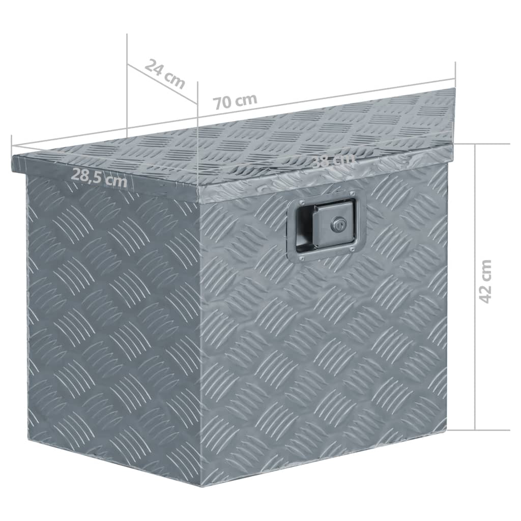vidaXL Aluminum Box 27.6"x9.4"x16.5" Trapezoid Silver