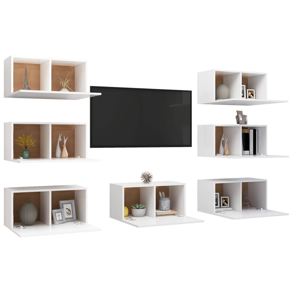 vidaXL TV Stands 7 Pcs White 12"x11.8"x23.6" Engineered Wood