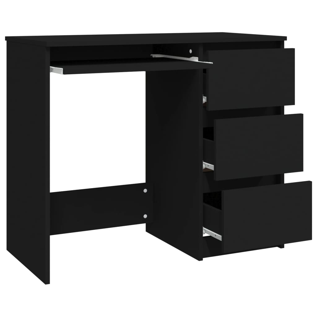 vidaXL Desk Black 35.4"x17.7"x29.9" Engineered Wood