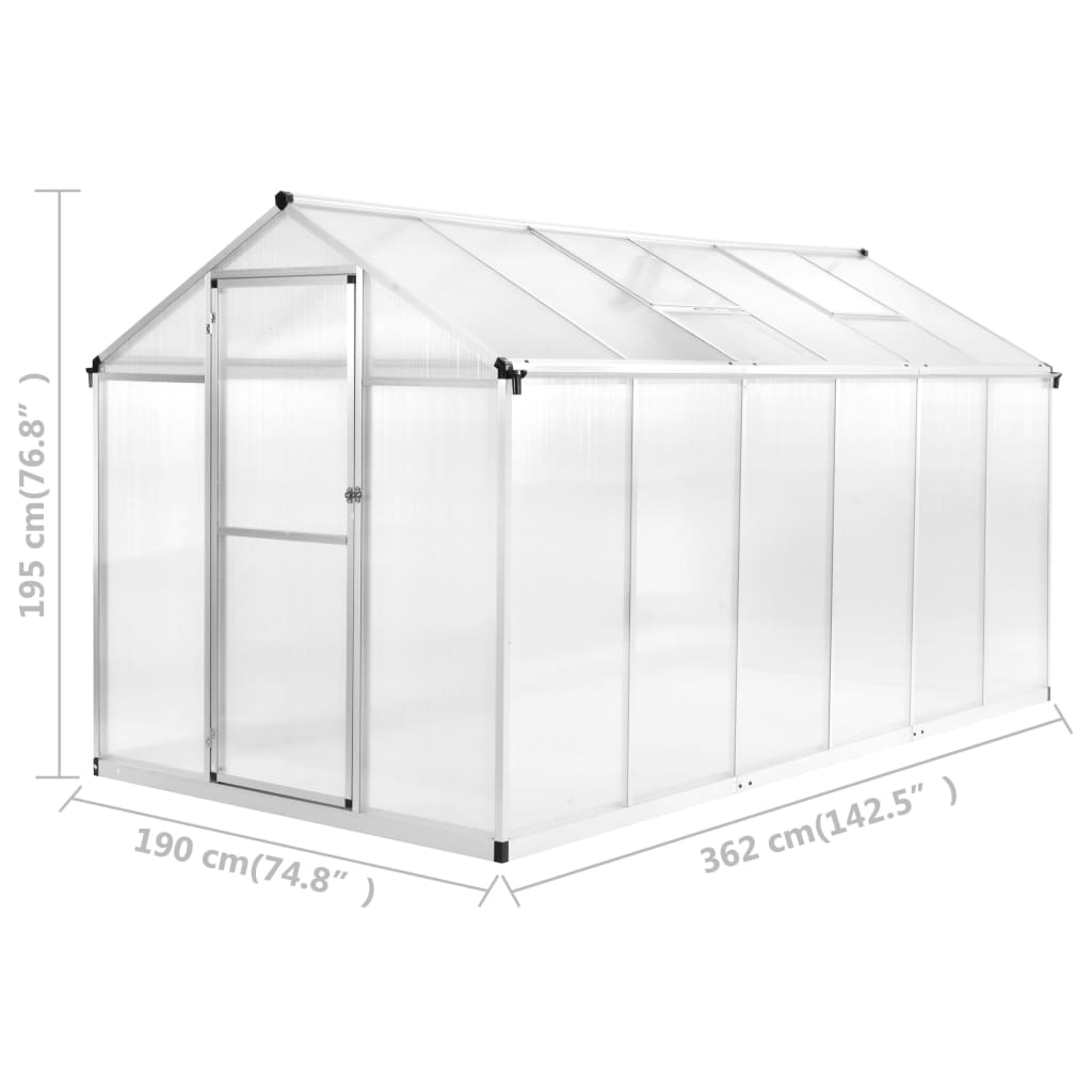 vidaXL Greenhouse Aluminum 142.5x74.8"x76.8" 473.6 ft²