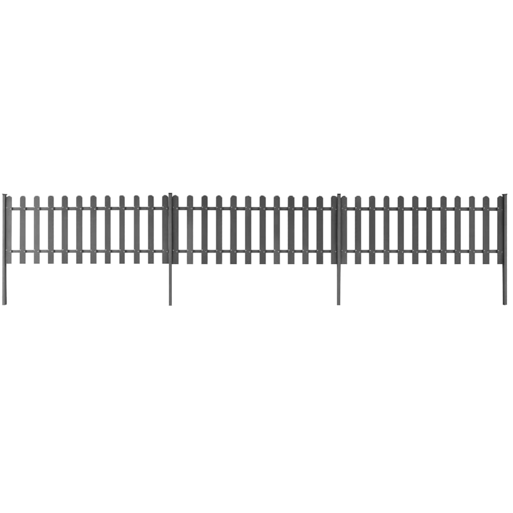 vidaXL Picket Fence with Posts 3 pcs WPC 236.2"x23.6"
