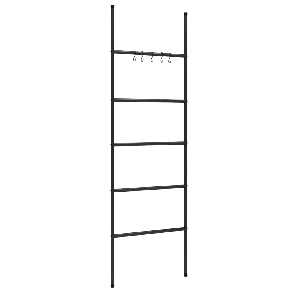 vidaXL Towel Rack Ladder with 5 Tiers Black 22.8"x68.9" Iron