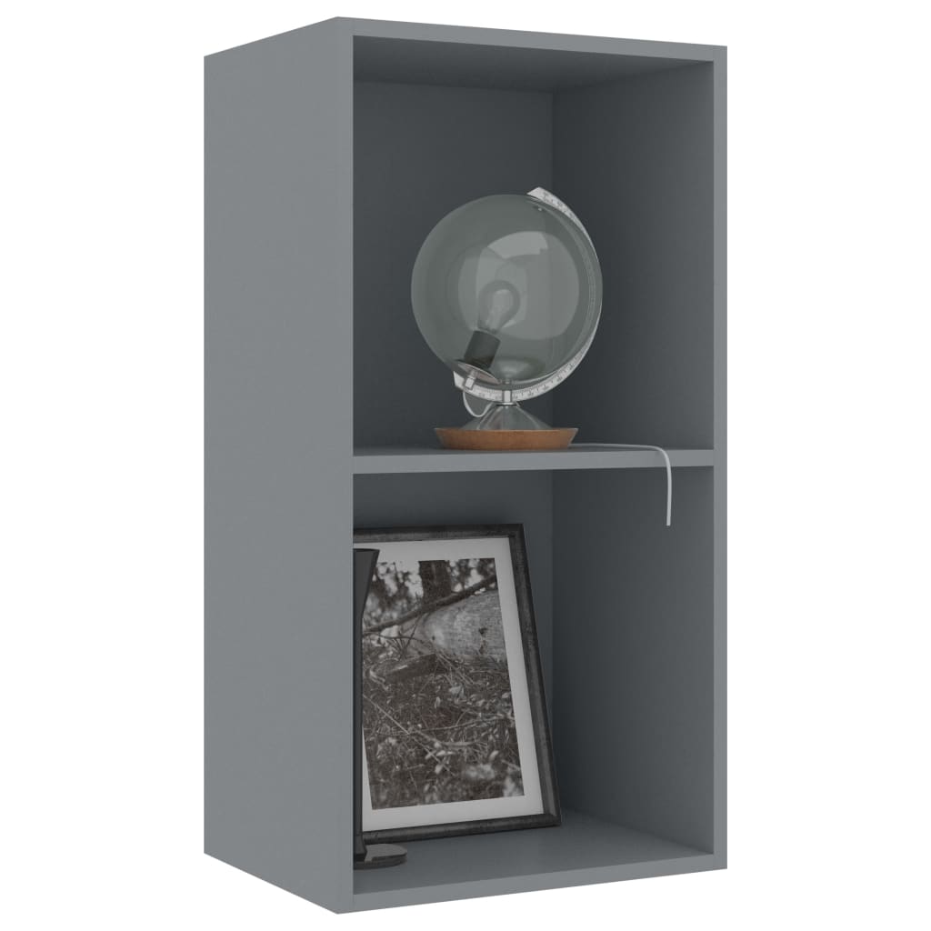 vidaXL 2-Tier Book Cabinet Gray 15.7"x11.8"x30.1" Engineered Wood