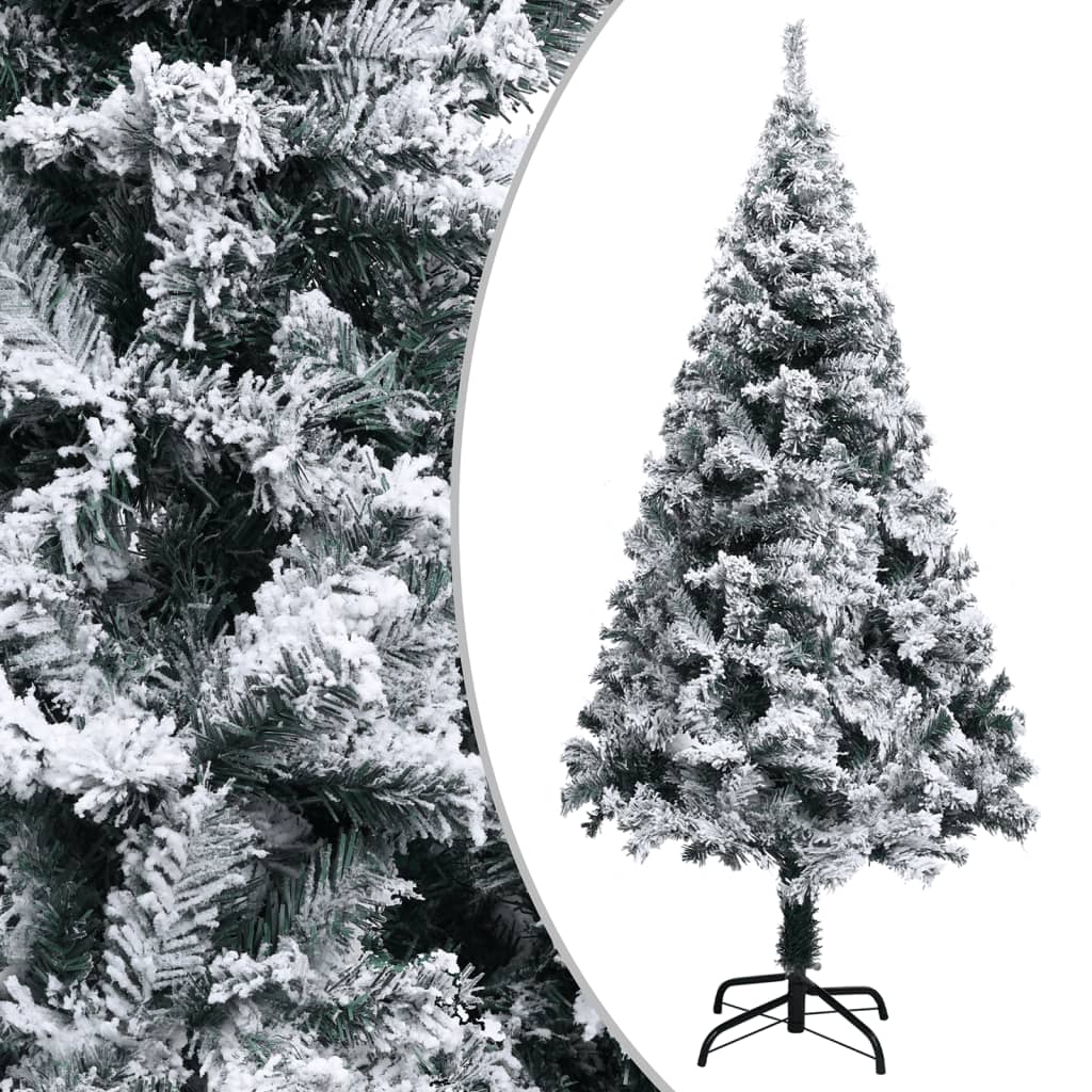 vidaXL Artificial Christmas Tree with Flocked Snow Green 47.2" PVC