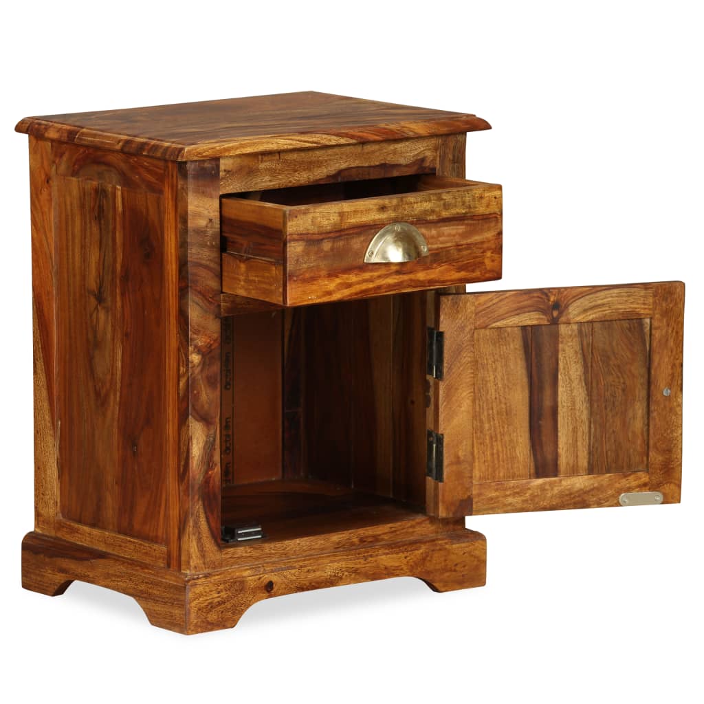 vidaXL Bedside Cabinet 15.7"x11.8"x19.7" Solid Sheesham Wood