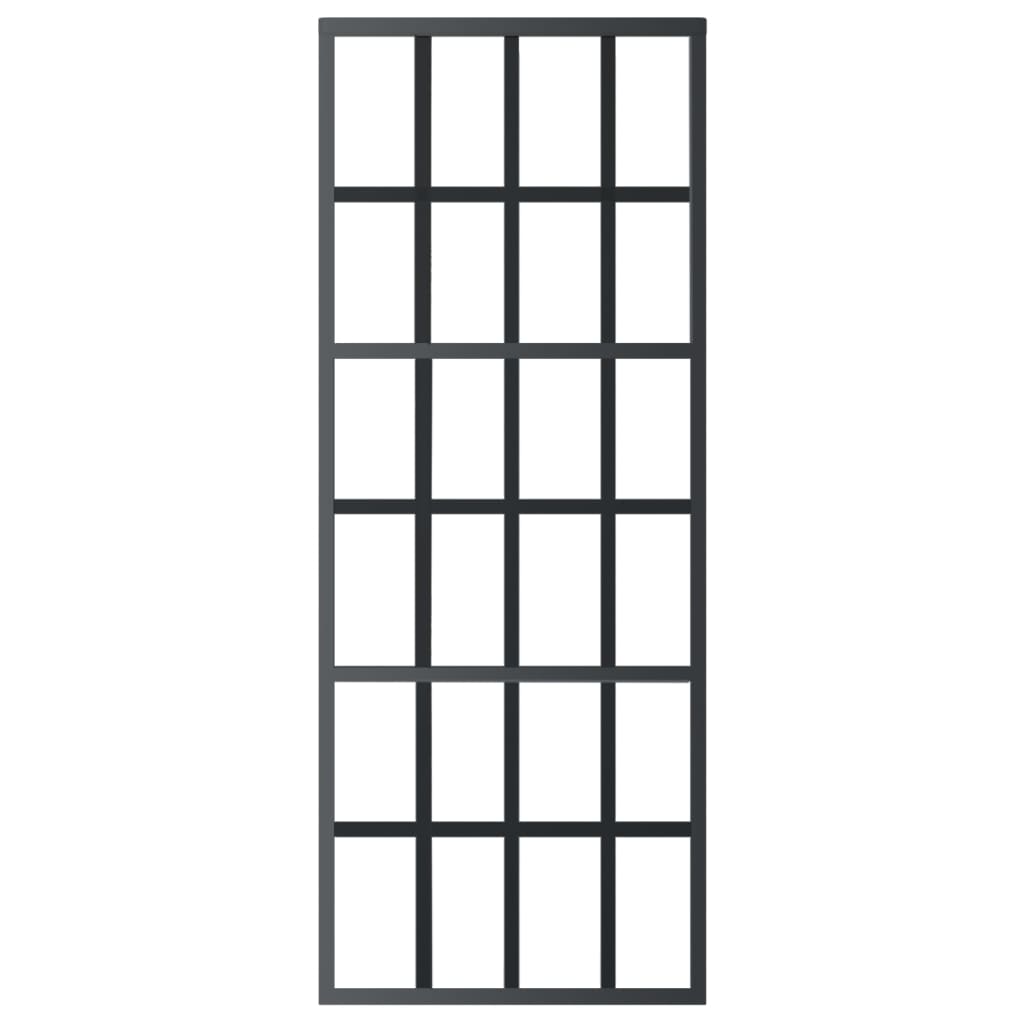 vidaXL Sliding Door ESG Glass and Aluminum 29.9"x80.7" Black