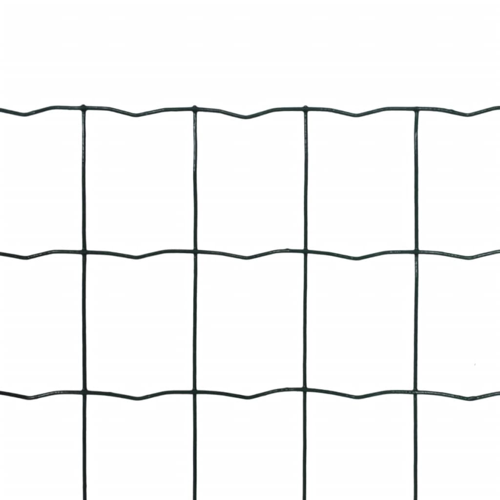vidaXL Euro Fence Steel 82ft x 2.6ft Green