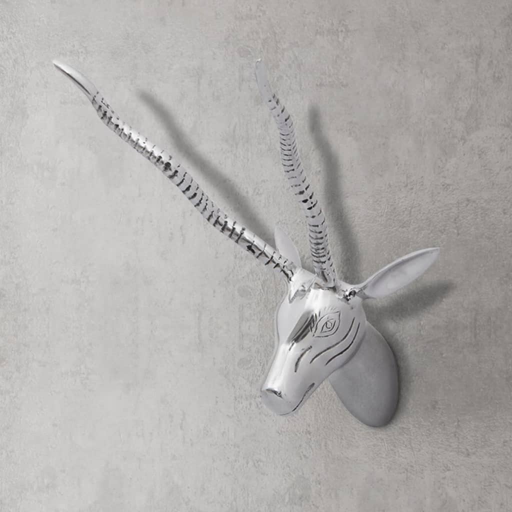 Wall Mounted Aluminum Gazelle's Head Decoration Silver 13"