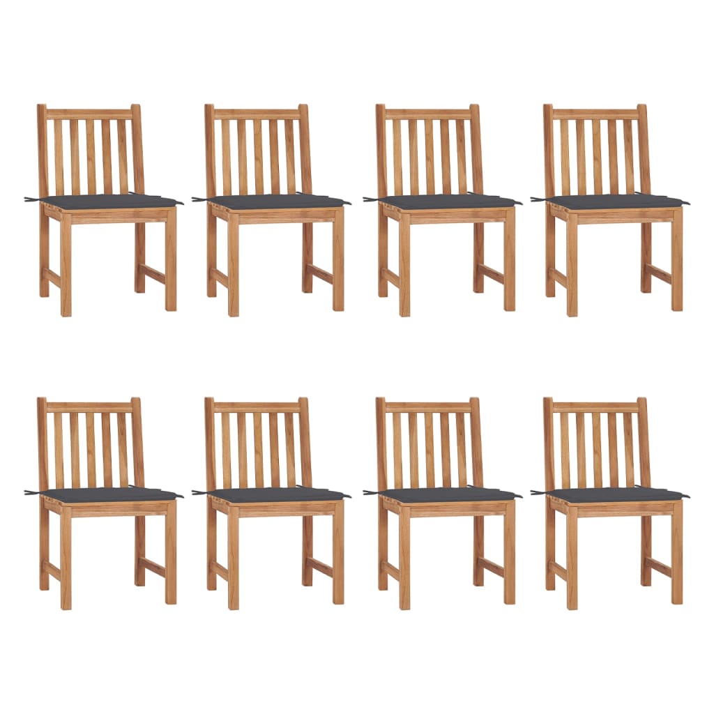 vidaXL Patio Chairs 8 pcs with Cushions Solid Teak Wood
