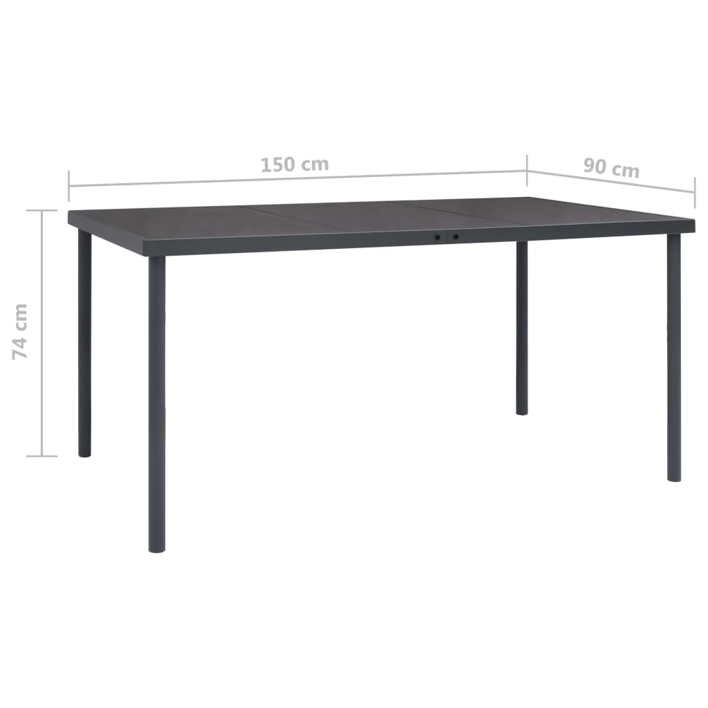 vidaXL Patio Dining Table Anthracite 59.1"x35.4"x29.1" Steel