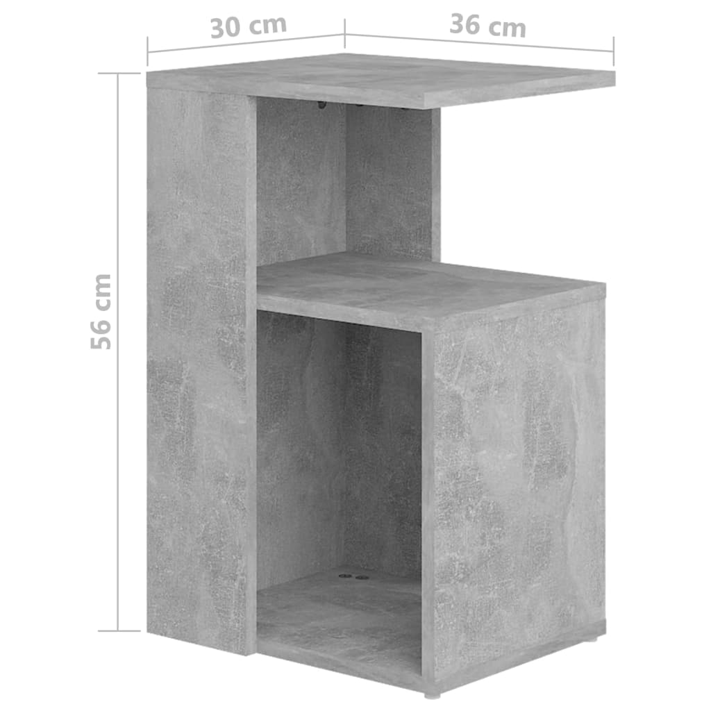 vidaXL Side Table Concrete Gray 14.2"x11.8"x22" Engineered Wood