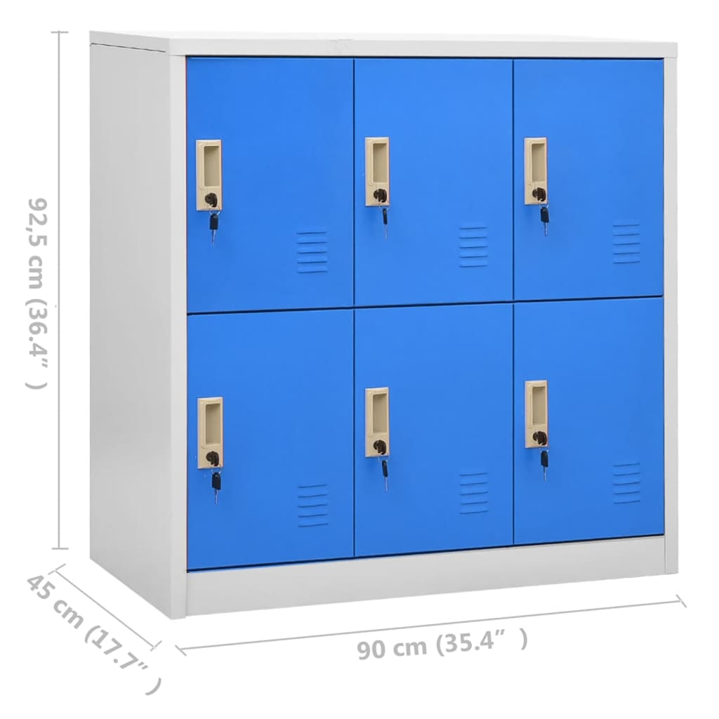 vidaXL Locker Cabinet Light Gray and Blue 35.4"x17.7"x36.4" Steel