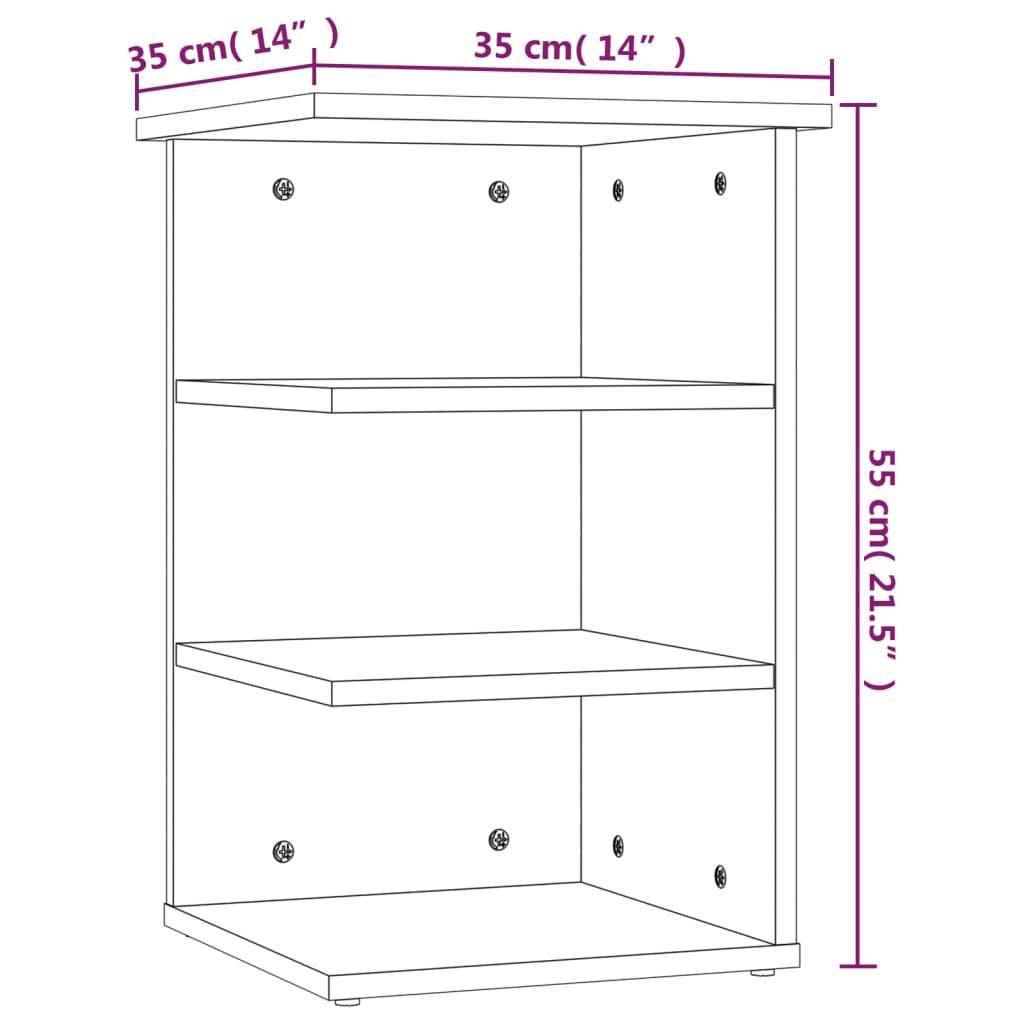 vidaXL Side Cabinet High Gloss White 13.8"x13.8"x21.7" Engineered Wood