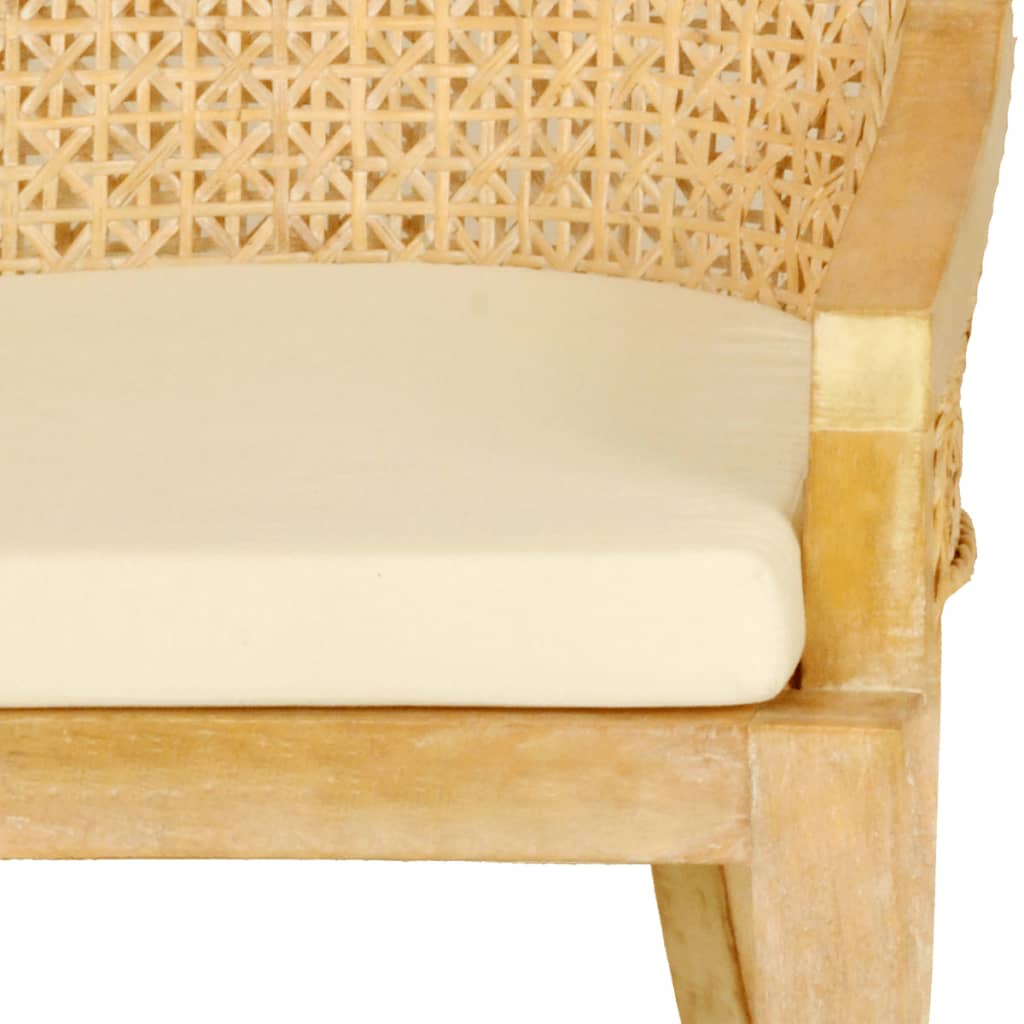 vidaXL Dining Chairs 2 pcs Rattan and Solid Mango Wood