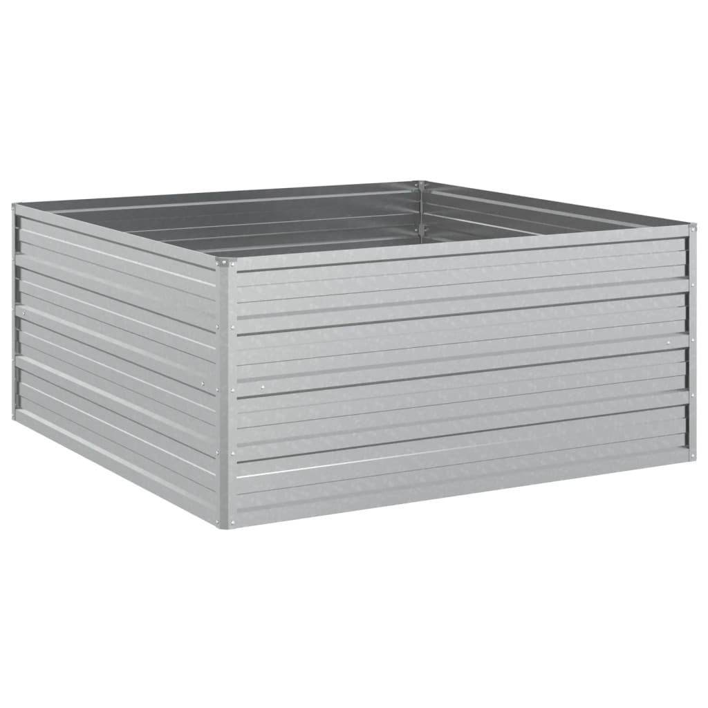 vidaXL Garden Raised Bed 39.4"x39.4"x17.7" Galvanized Steel Silver