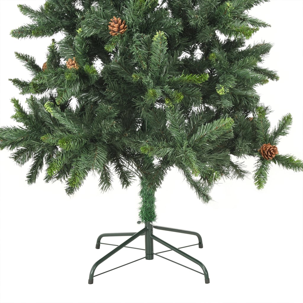 vidaXL Artificial Christmas Tree with LEDs&Pine Cones Green 82.7"