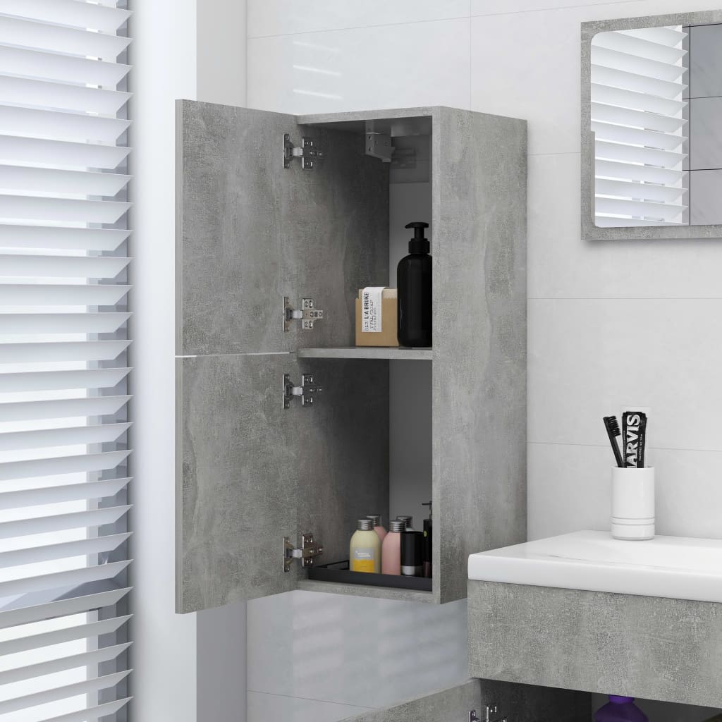 vidaXL Bathroom Cabinet Concrete Gray 11.8"x11.8"x31.5" Engineered Wood