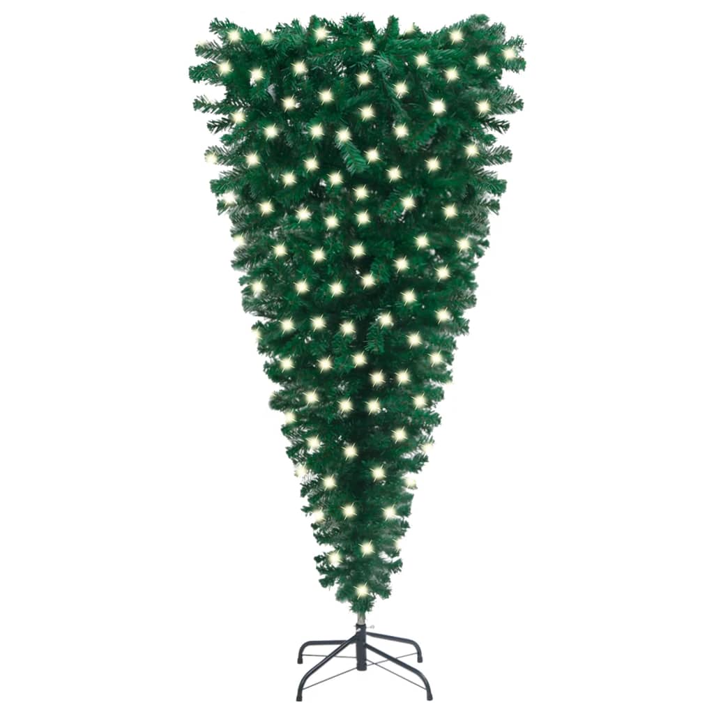 vidaXL Upside-down Artificial Pre-lit Christmas Tree Green 70.9"