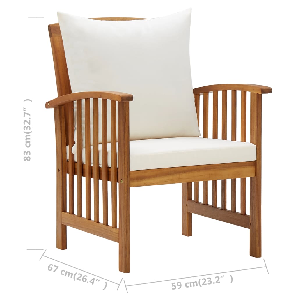 vidaXL 5 Piece Patio Lounge Set with Cushions Solid Acacia Wood