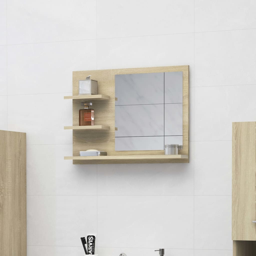 vidaXL Bathroom Mirror Sonoma Oak 23.6"x4.1"x17.7" Chipboard