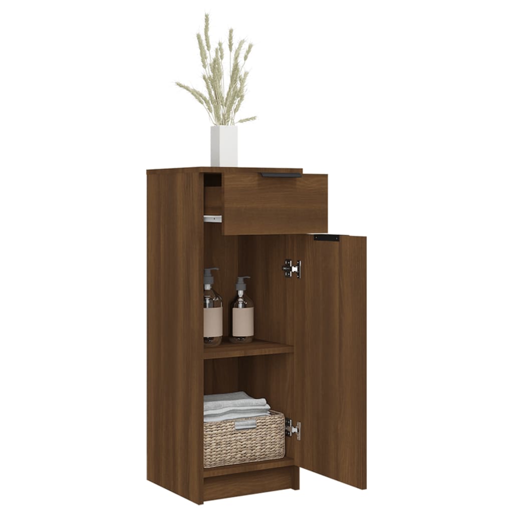 vidaXL Bathroom Cabinet Brown Oak 12.6"x13.4"x35.4" Engineered Wood