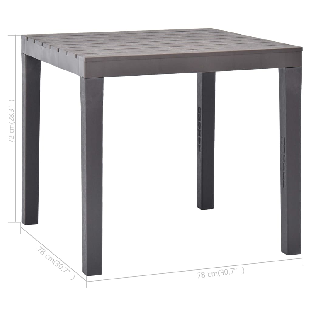 vidaXL Patio Table Mocca 30.7"x30.7"x28.3" Plastic