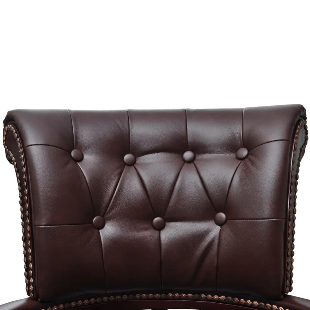 vidaXL Chesterfield Captain's Swivel Office Chair Brown Real Leather