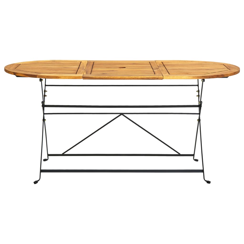 vidaXL Patio Table 63"x33.5"x29.1" Solid Acacia Wood Oval