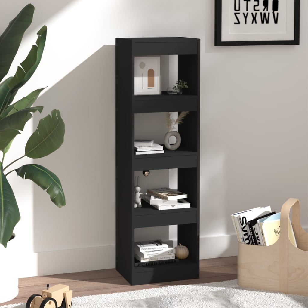 vidaXL Book Cabinet/Room Divider Black 15.7"x11.8"x53.1"