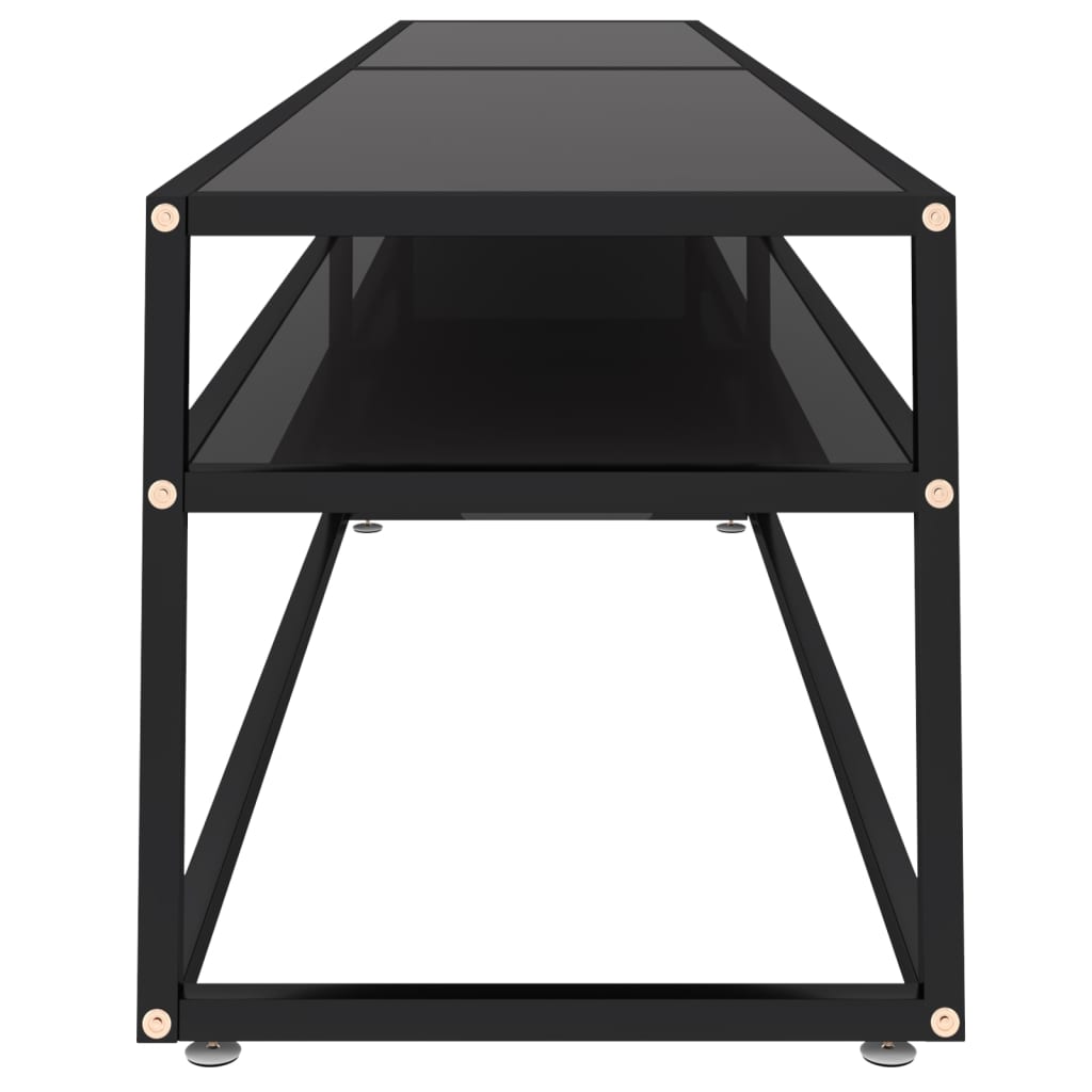 vidaXL TV Stand Black 86.6"x15.7"x15.9" Tempered Glass