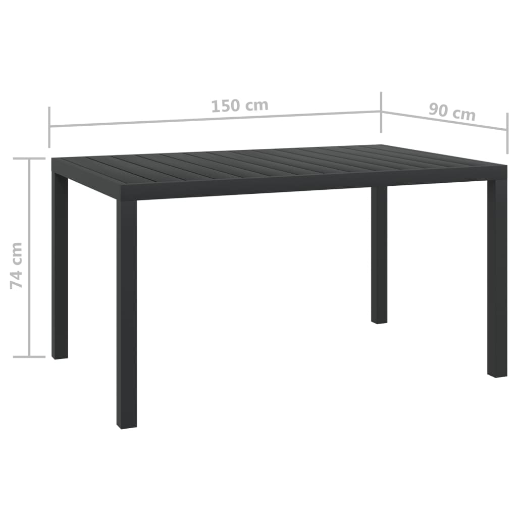 vidaXL Patio Table Black 59.1"x35.4"x29.1" Aluminum and WPC