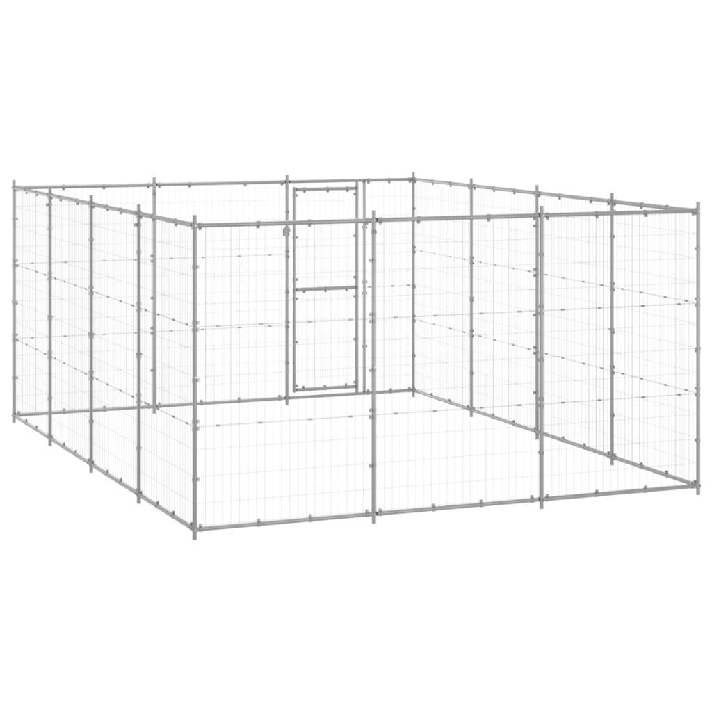 vidaXL Outdoor Dog Kennel Galvanized Steel 156.3 ft²