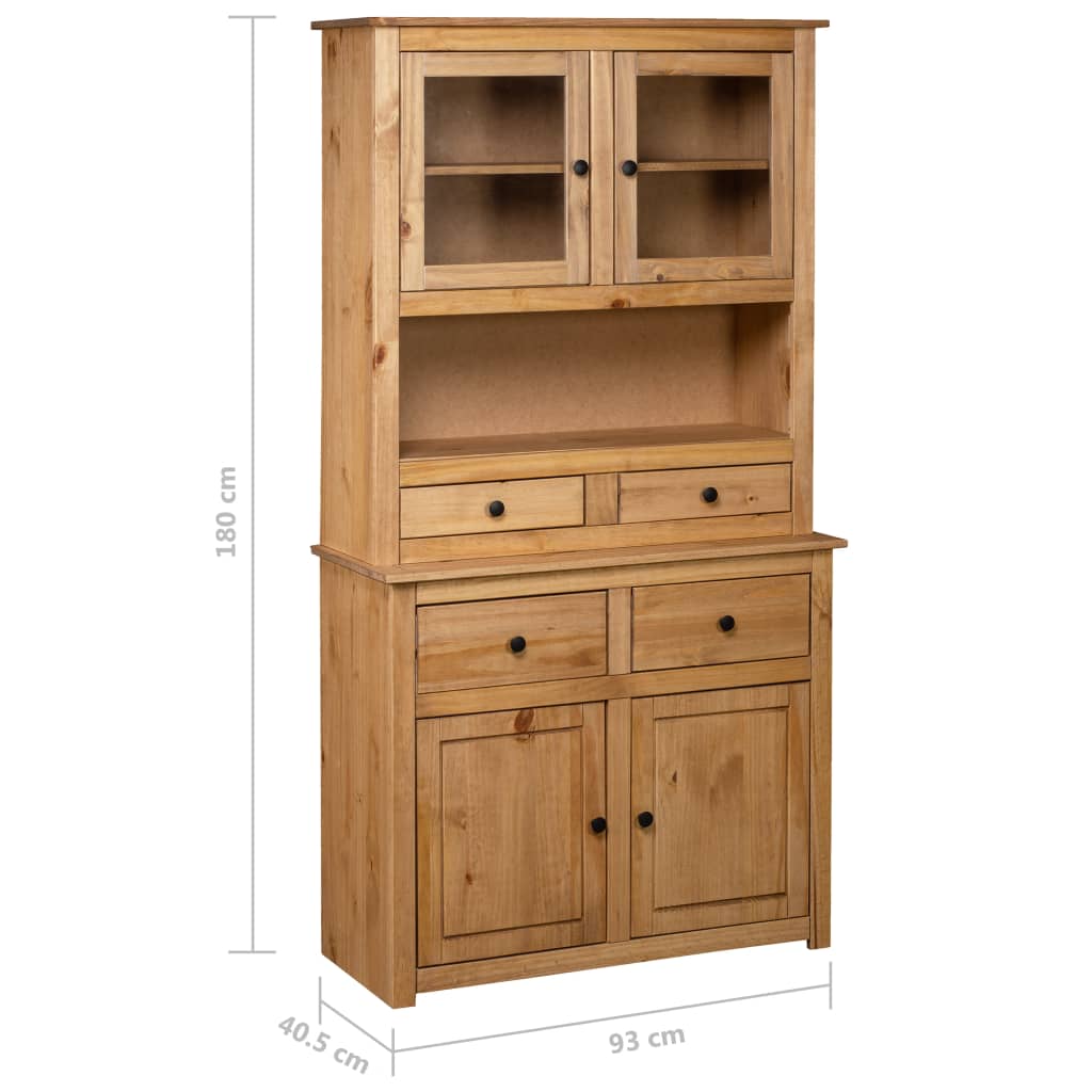 vidaXL Highboard 36.6"x15.9"x70.9" Solid Pine Panama Range