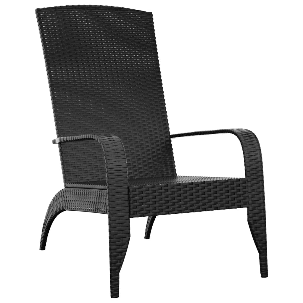 vidaXL Patio Adirondack Chair Black Poly Rattan