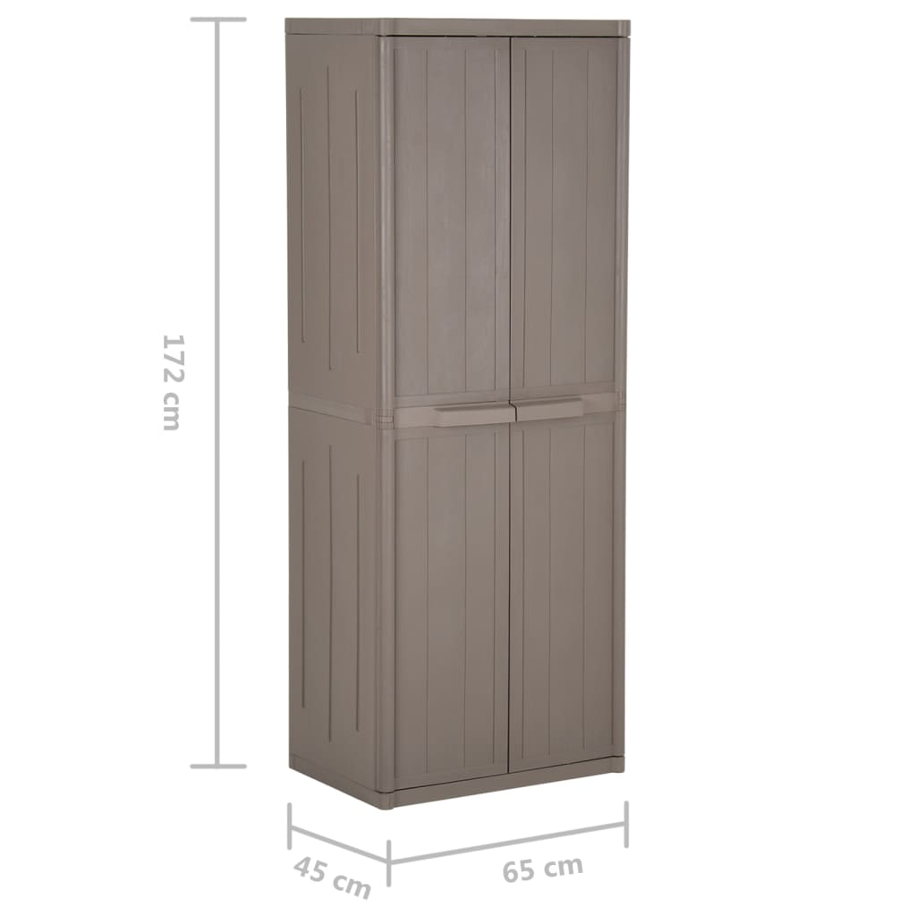 vidaXL Garden Storage Cabinet Brown 25.6"x17.7"x67.7" PP Wood Look
