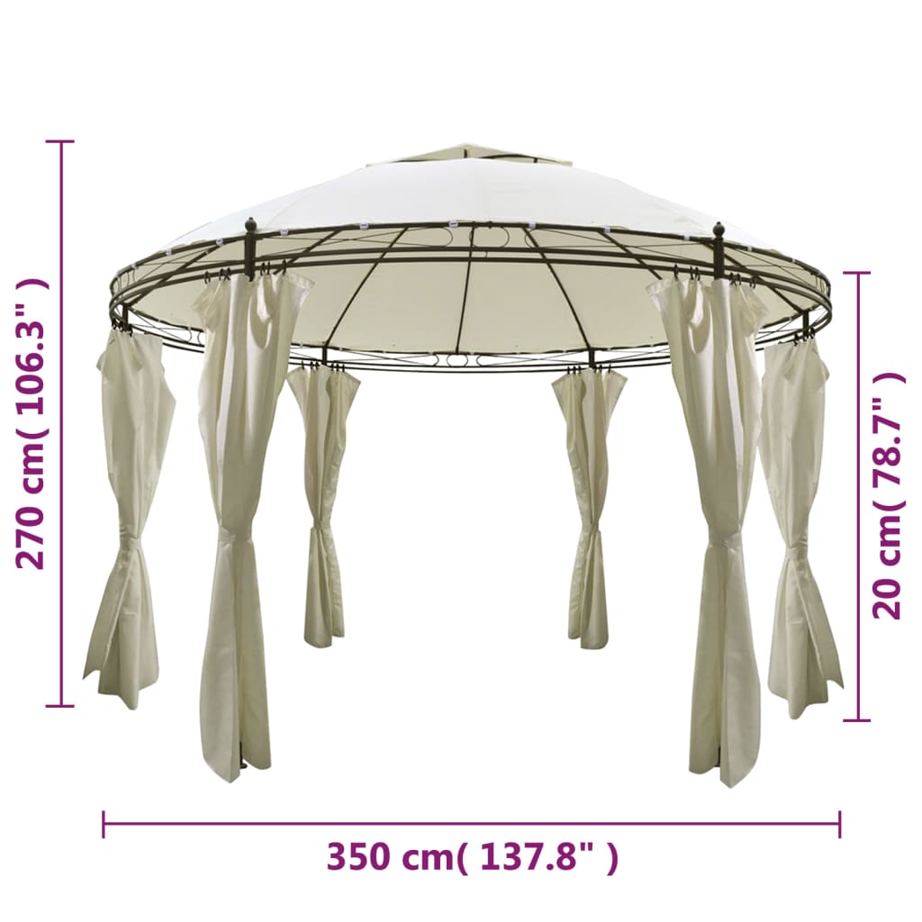 vidaXL Round Gazebo with Curtains 11' 5'' x 8' 9'' | vidaXL.com