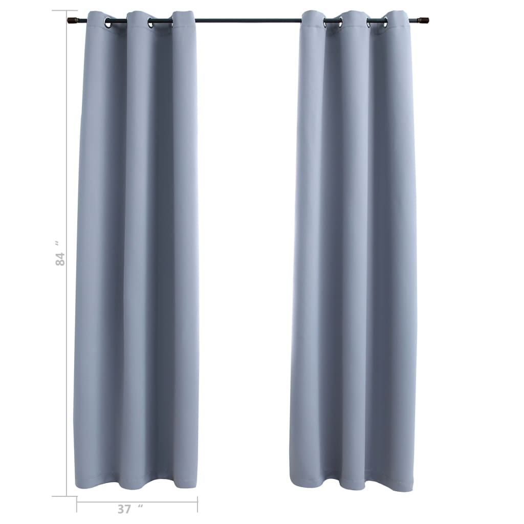 vidaXL Blackout Curtains with Rings 2 pcs Gray 37"x84" Fabric