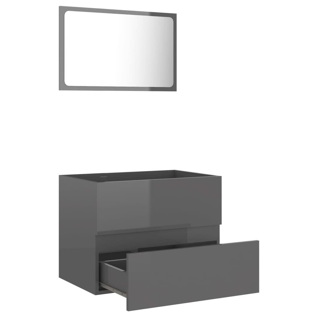 vidaXL 2 Piece Bathroom Furniture Set Gray Engineered Wood