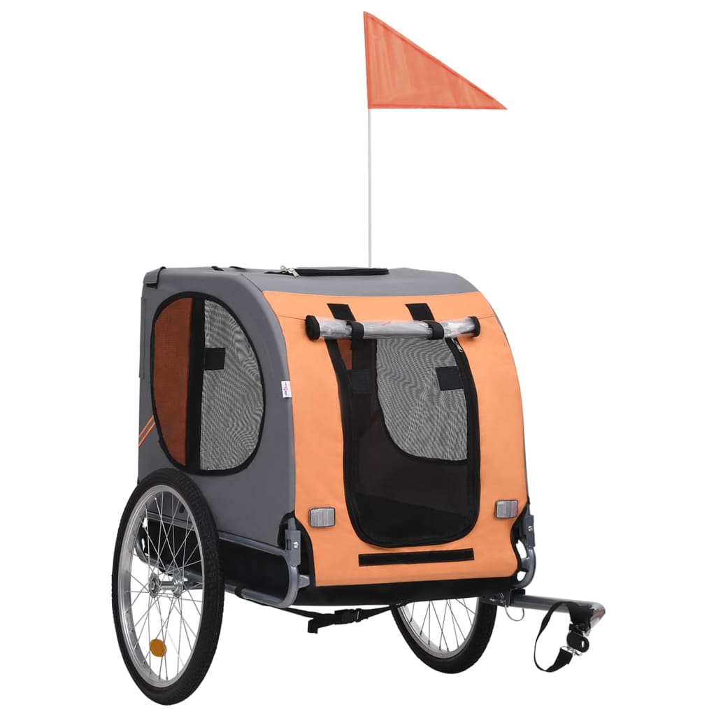vidaXL Pet Bike Trailer Orange and Gray