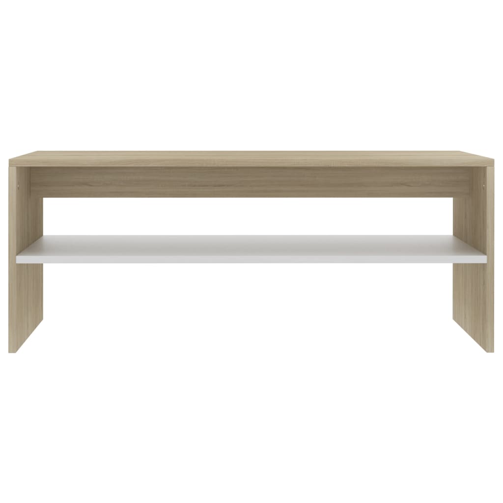 vidaXL Coffee Table White and Sonoma Oak 39.4"x15.7"x15.7" Engineered Wood